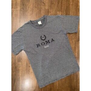 Sublima Roma Italia Striped T-Shirt Made in Italy Large 100% Cotton Gray Black